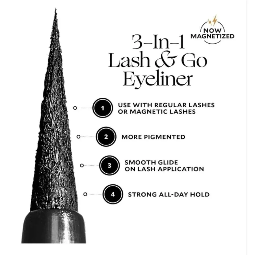 Velour Lash & Go 3-In-1 Eyeliner Magnetic Lash Adhesive Hybrid Black 3.5ml NEW